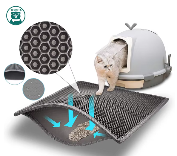 Kattenbakmat — tweelaagse honingraatmat voor het opvangen van kattenbakvulling