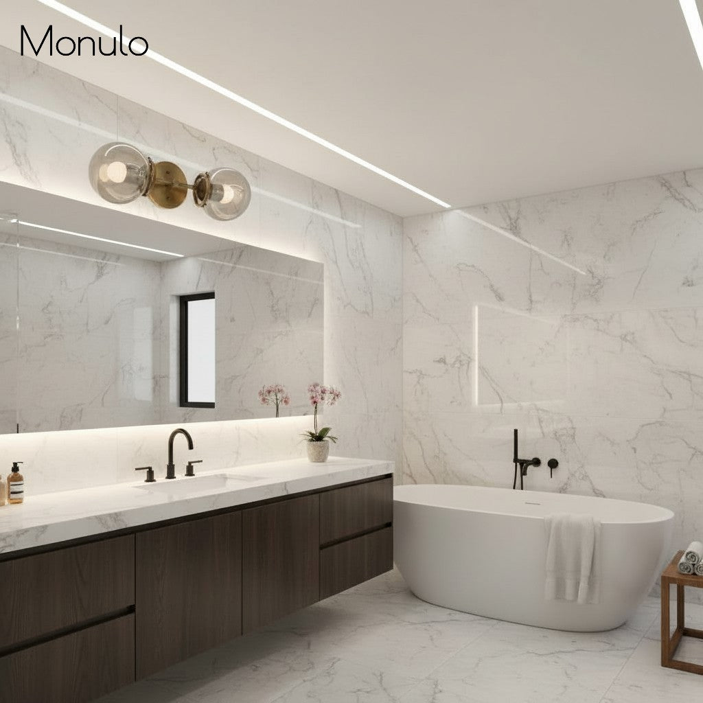Lumio Globe Clear Glass – Modern Industrial Bathroom Vanity Light | Souliia