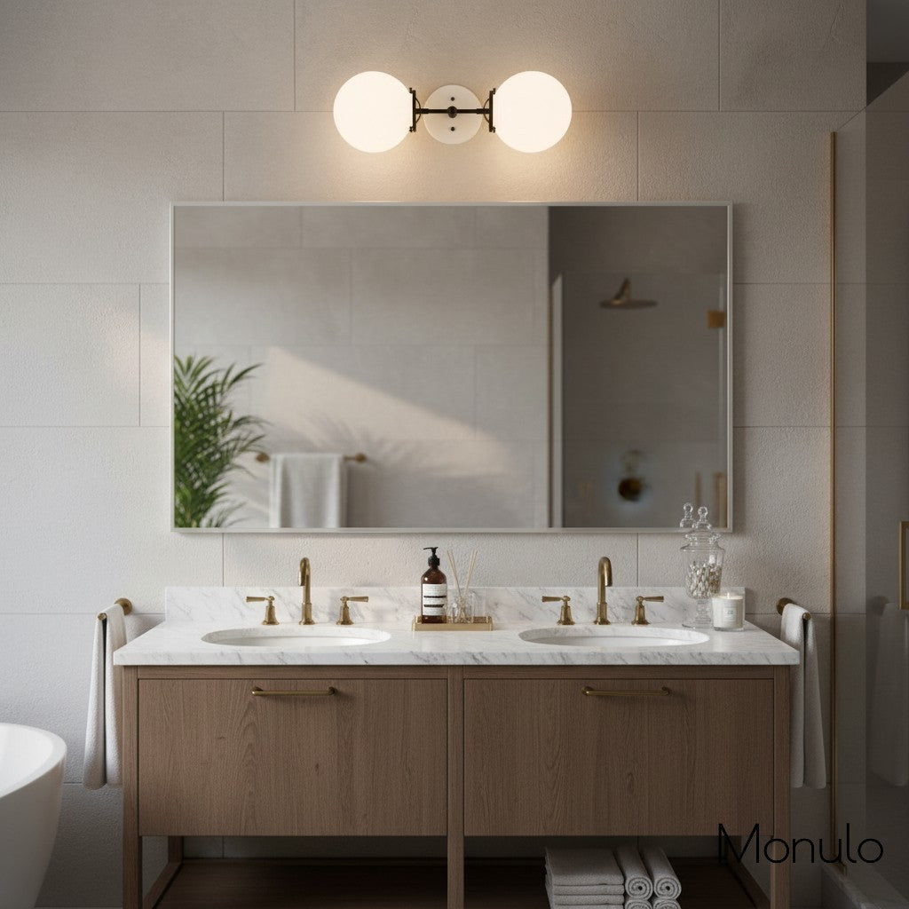 Lumio Globe Opal Glass – Mid-Century Modern Bathroom Wall Sconce | Souliia