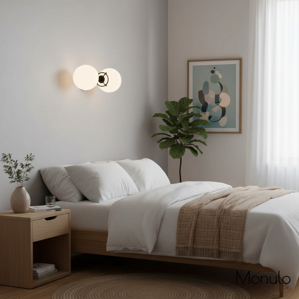 Lumio Globe Opal Glass – Mid-Century Modern Bathroom Wall Sconce | Souliia
