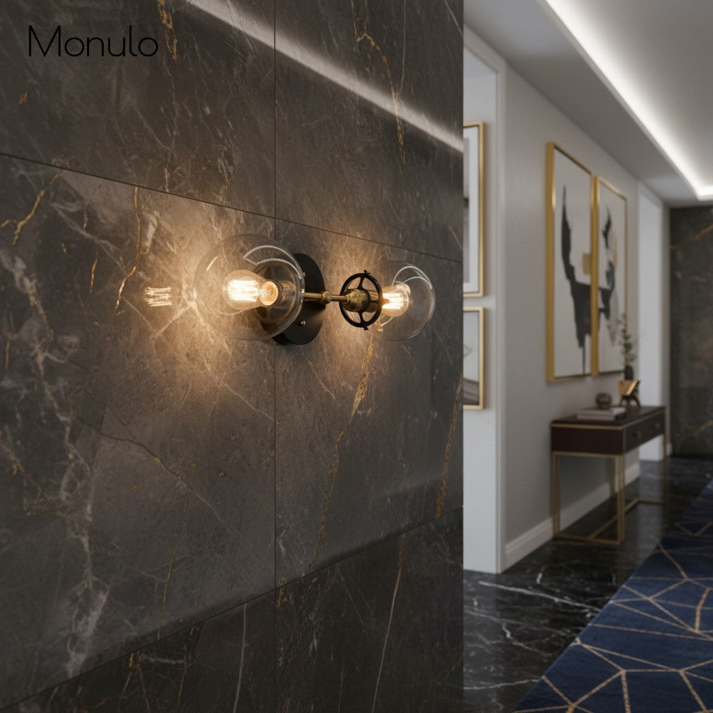 Lumio Globe Clear Glass Wall Sconce – Modern Industrial Wall Light for Vanity & Hallway | Souliia