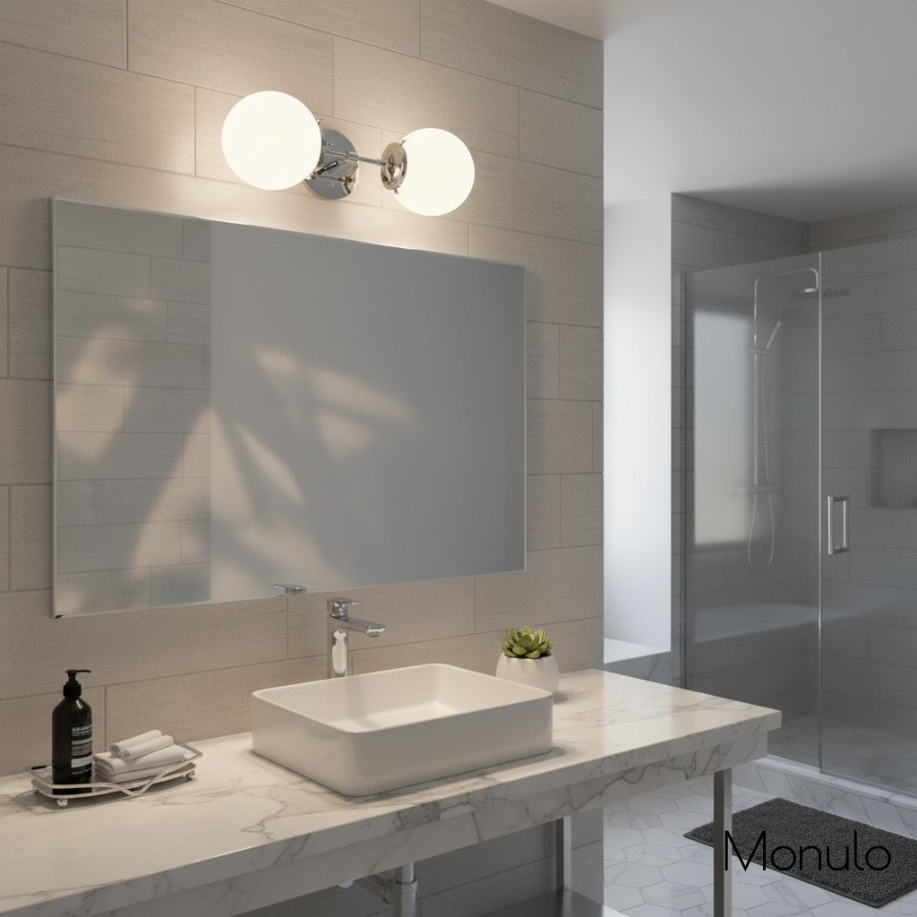 Lumio Globe Opal Glass – Mid-Century Modern Bathroom Wall Sconce | Souliia