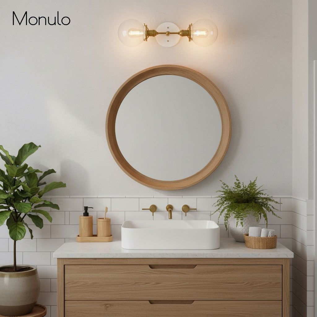 Lumio Globe klare Glas-Wandleuchte – moderne industrielle Wandlampe für Waschtisch & Flur | Souliia