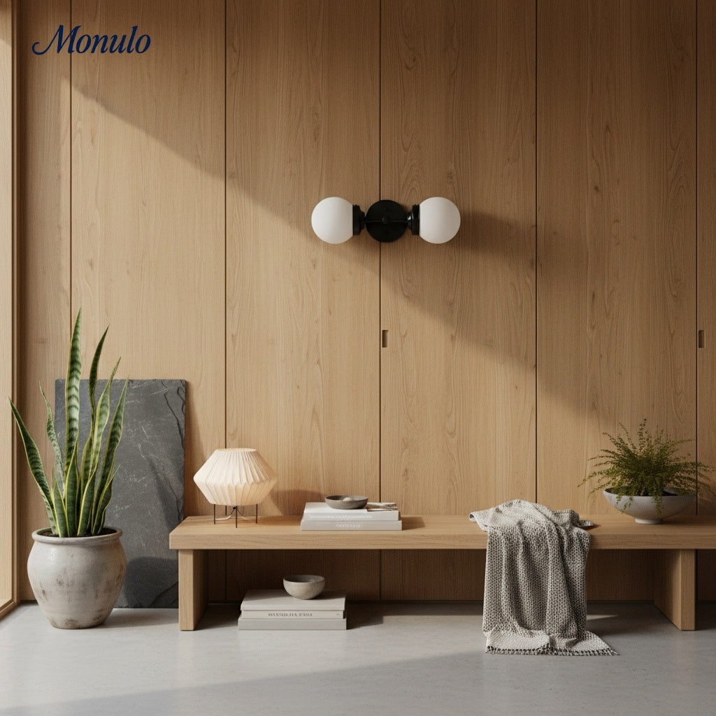Lumio Globe moderne geometrische Wandleuchte – elegante Art-Deco-Waschtischleuchte für Gäste-WC oder Flur | Souliia