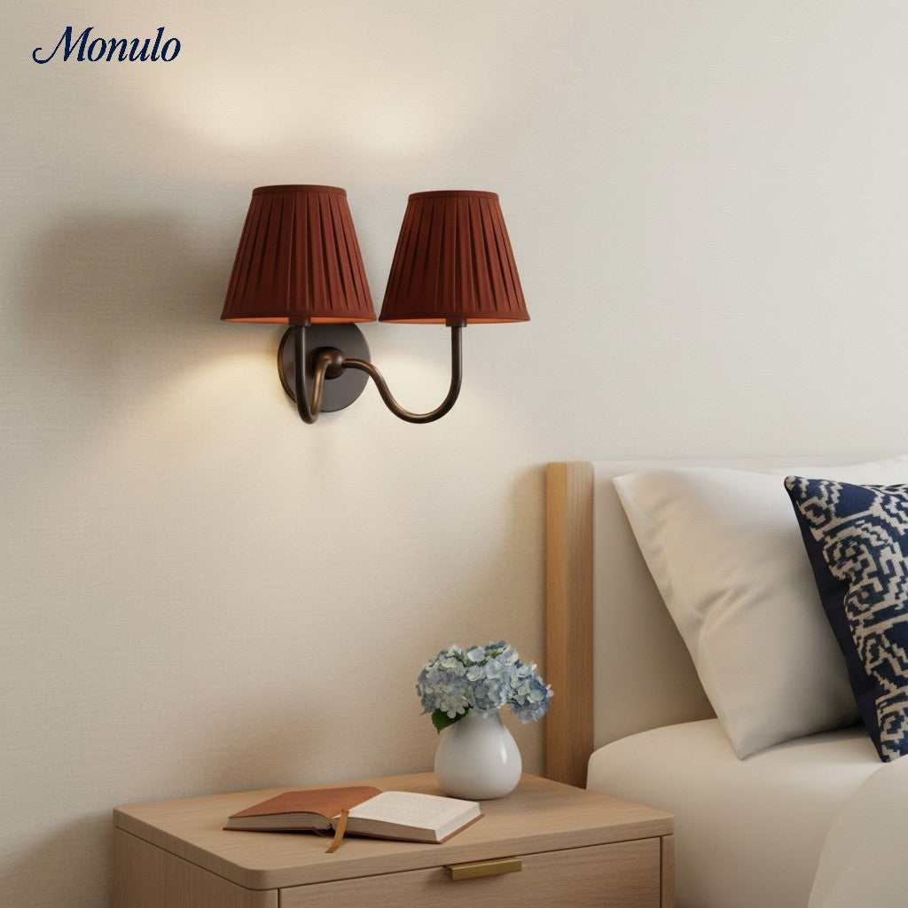 Luvora Fabric Shade Wall Sconce with Drum Shade - Classic Pleated Sconce Light | Souliia