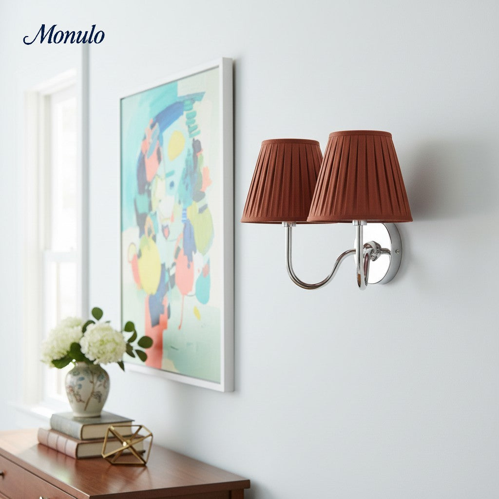 Luvora Fabric Shade Wall Sconce with Drum Shade - Classic Pleated Sconce Light | Souliia