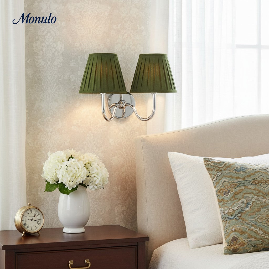 Luvora Fabric Shade Wall Sconce with Drum Shade - Classic Pleated Sconce Light | Souliia