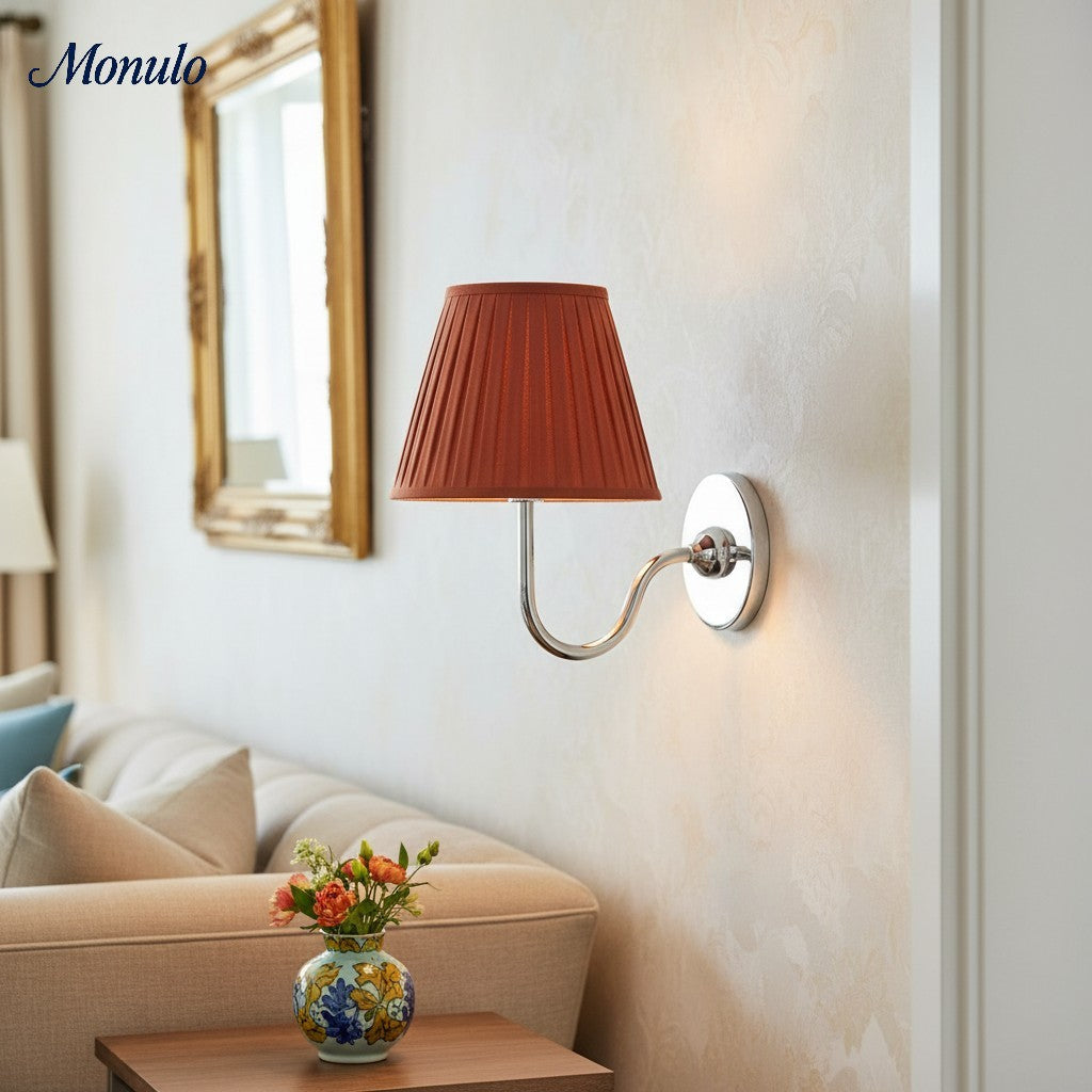 Luvora Fabric Shade Wall Sconce with Drum Shade - Classic Pleated Sconce Light | Souliia