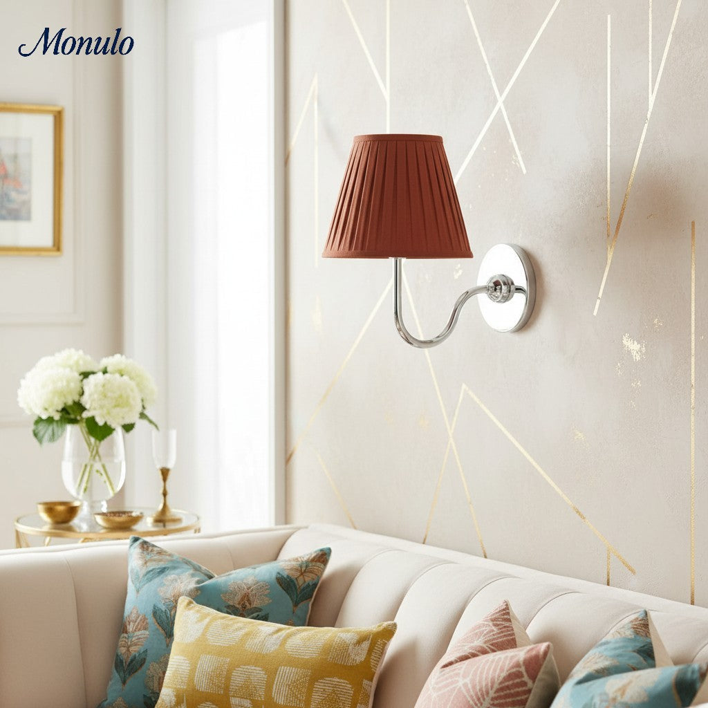 Luvora Fabric Shade Wall Sconce with Drum Shade - Classic Pleated Sconce Light | Souliia