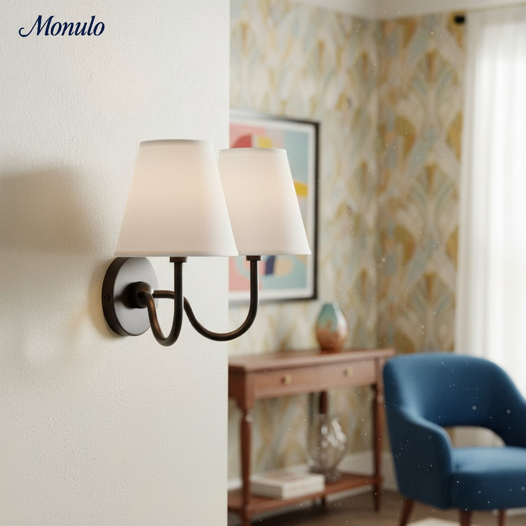 Luvora Fabric Shade Wall Sconce with Drum Shade - Classic Pleated Sconce Light | Souliia
