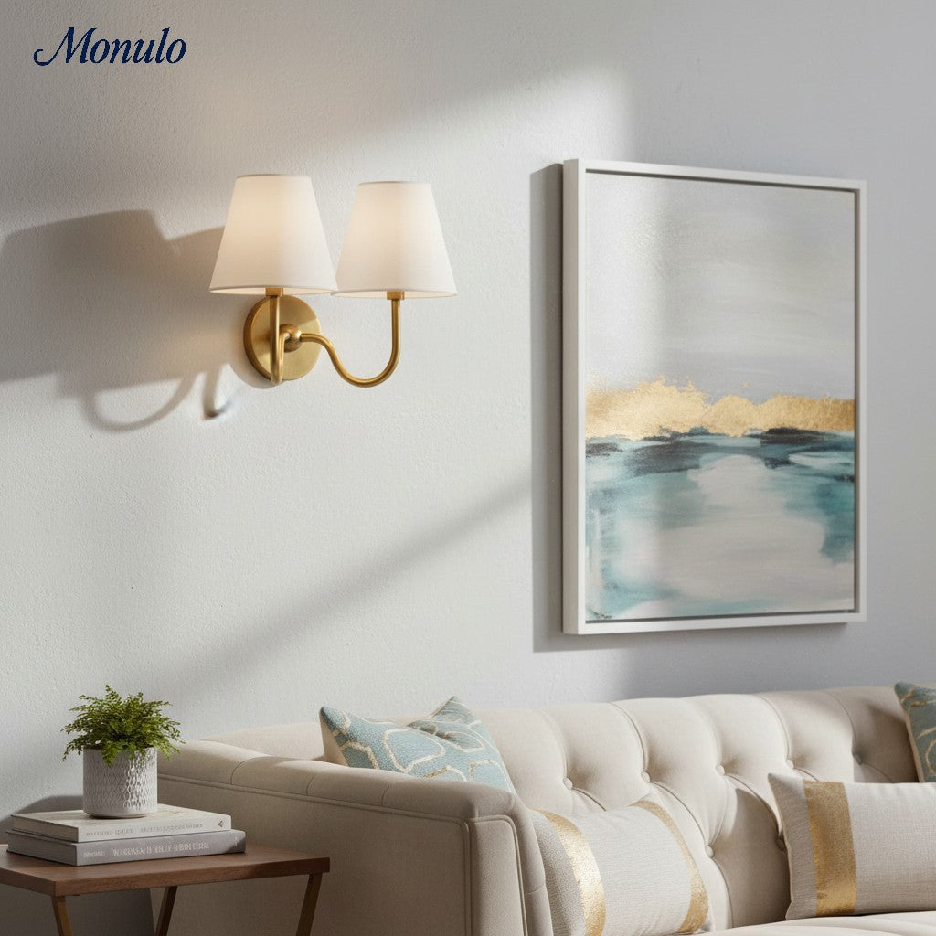 Luvora Fabric Shade Wall Sconce with Drum Shade - Classic Pleated Sconce Light | Souliia