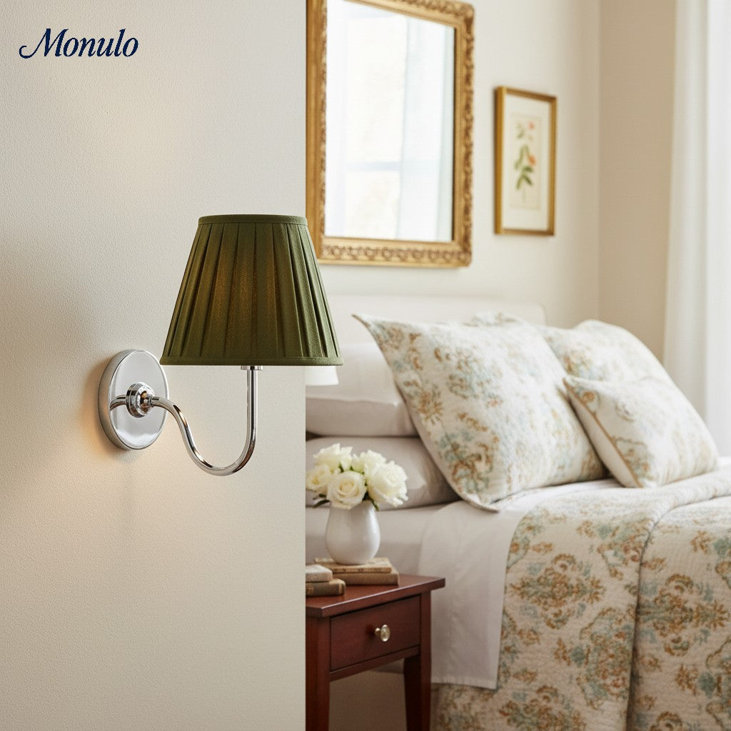 Luvora Fabric Shade Wall Sconce with Drum Shade - Classic Pleated Sconce Light | Souliia