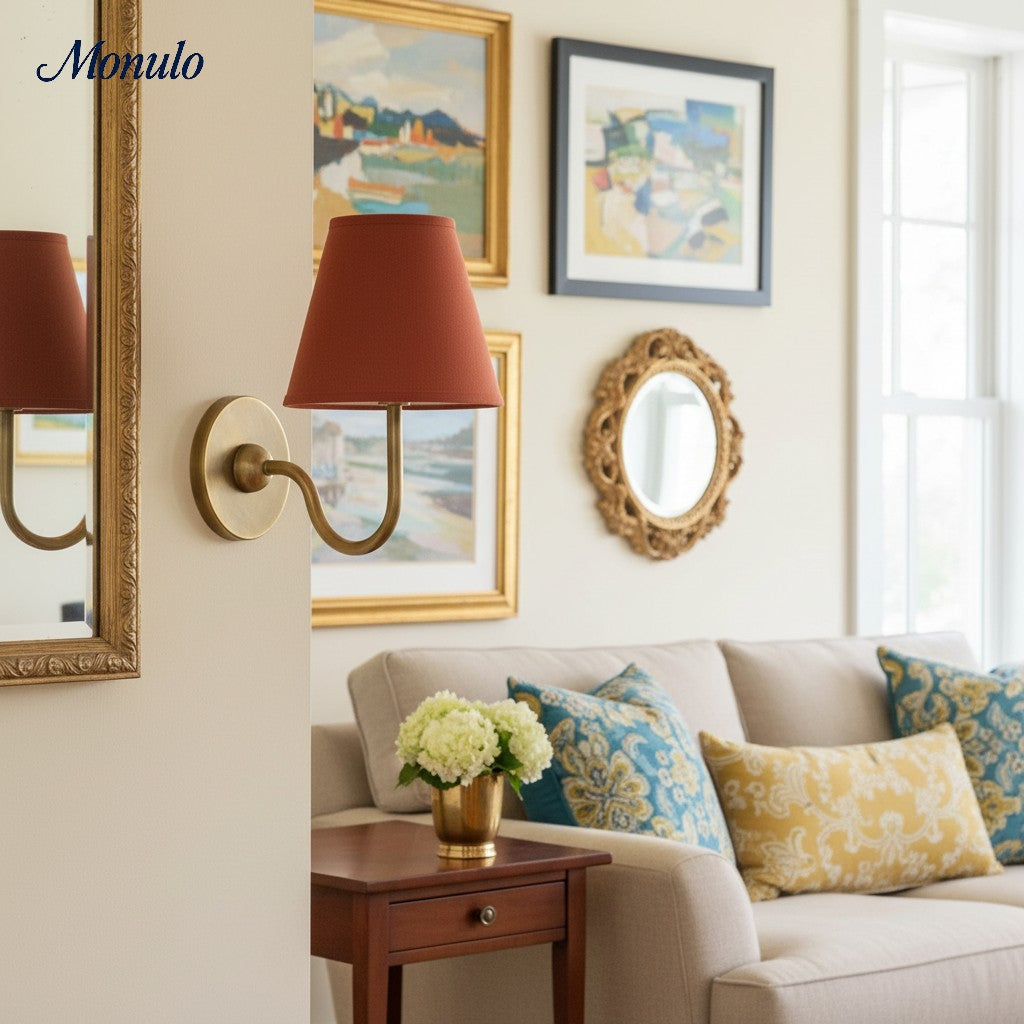 Luvora Fabric Shade Wall Sconce with Drum Shade - Classic Pleated Sconce Light | Souliia