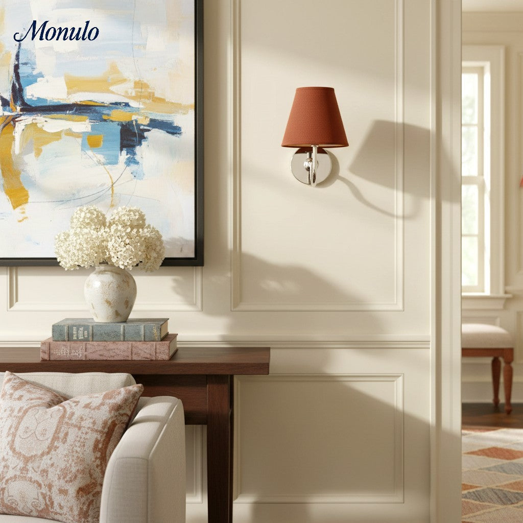 Luvora Fabric Shade Wall Sconce with Drum Shade - Classic Pleated Sconce Light | Souliia