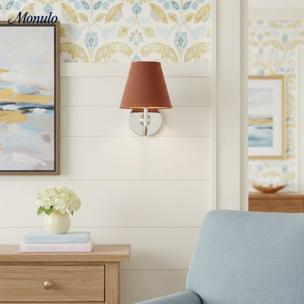 Luvora Fabric Shade Wall Sconce with Drum Shade - Classic Pleated Sconce Light | Souliia