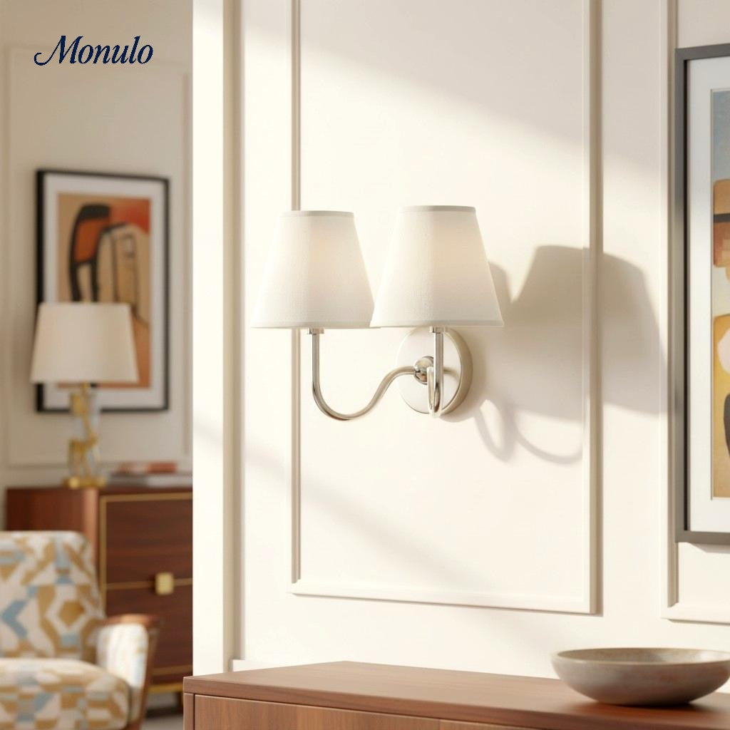Luvora Fabric Shade Wall Sconce with Drum Shade - Classic Pleated Sconce Light | Souliia