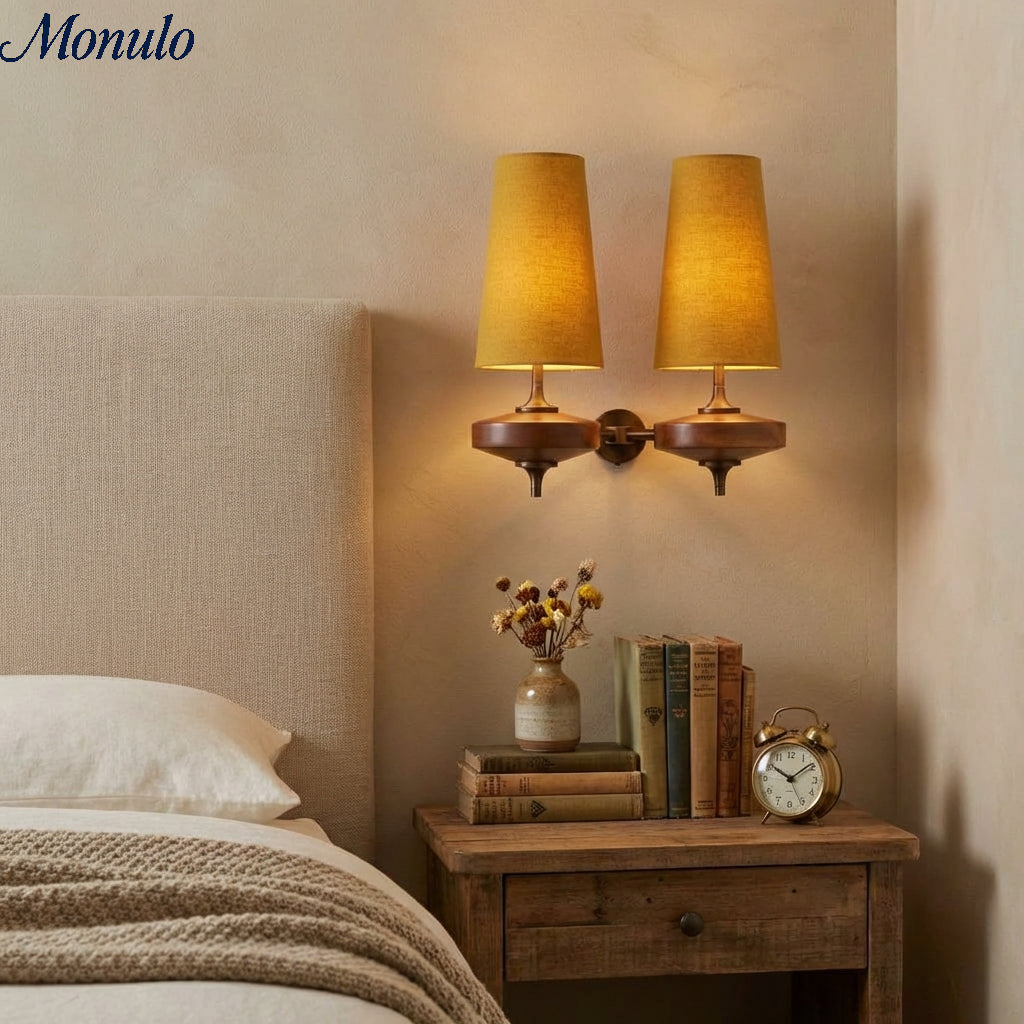 Rowan Retro Fabric Shade Wall Sconce – Classic Fabric Lighting For Bedroom | Souliia