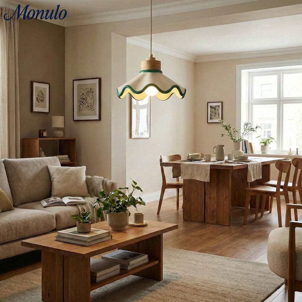 Resinova Wave-shaped Pendant Light - Modern Metallic Resin for Dining Rooms and kitchens | Souliia