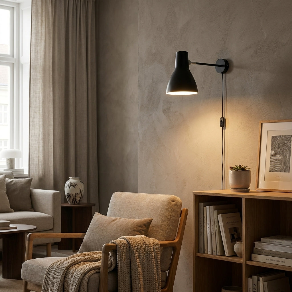 Modryx matte Metallwandleuchte mit verstellbarem Arm – Moderne minimalistische Wandleuchte für eine Akzentwand im Wohnzimmer | Souliia