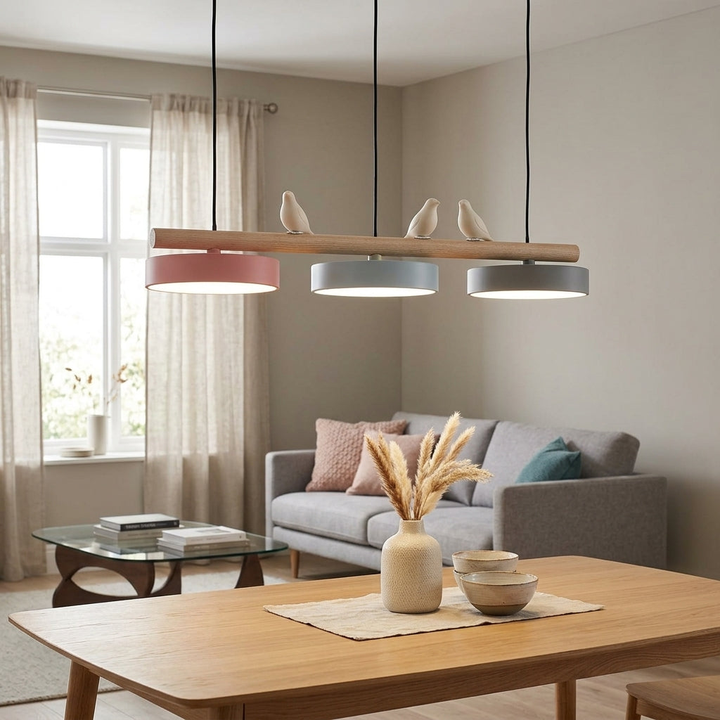 Sienna Bird Pendant Lamp - Wood Design for Scandinavian Kitchen Islands | Souliia