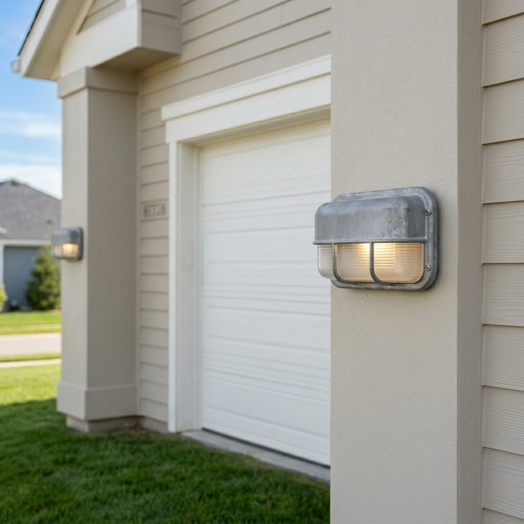 Morvane Geometric Aluminum Wall Sconce - Industrial Outdoor Lighting for Entryway | Souliia