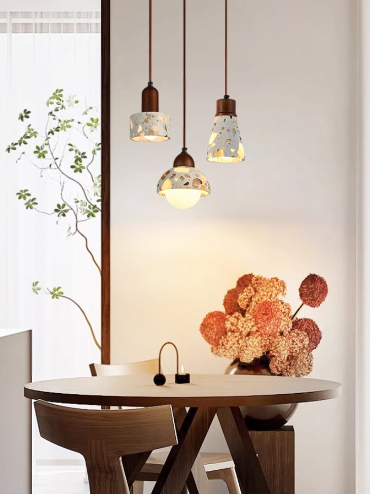 Wabi-sabi Style Water-polished Translucent Stone Retro Pendant Lamp | Souliia
