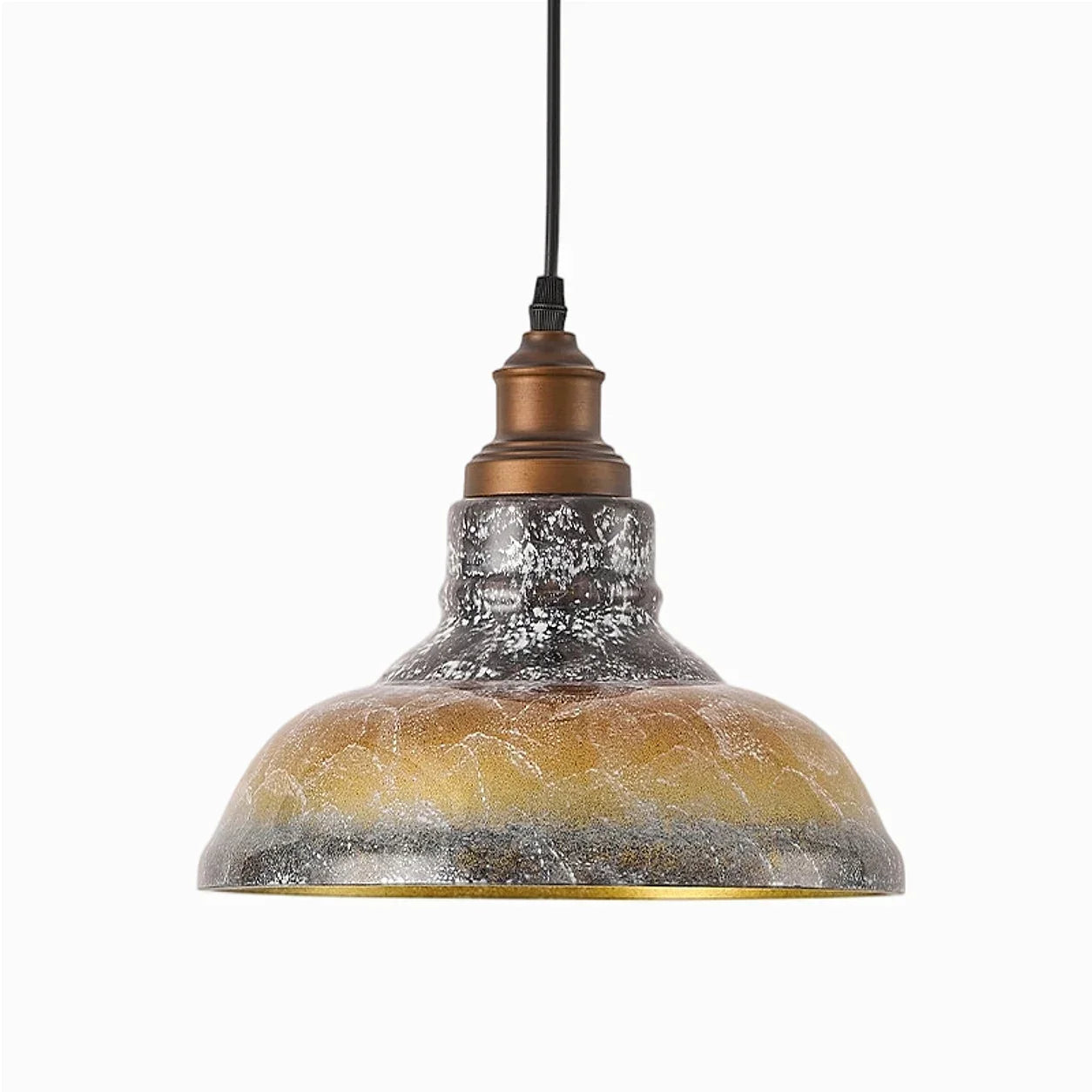 Smoky Gray Glass and Brushed Bronze Metal Pendant Light | Souliia