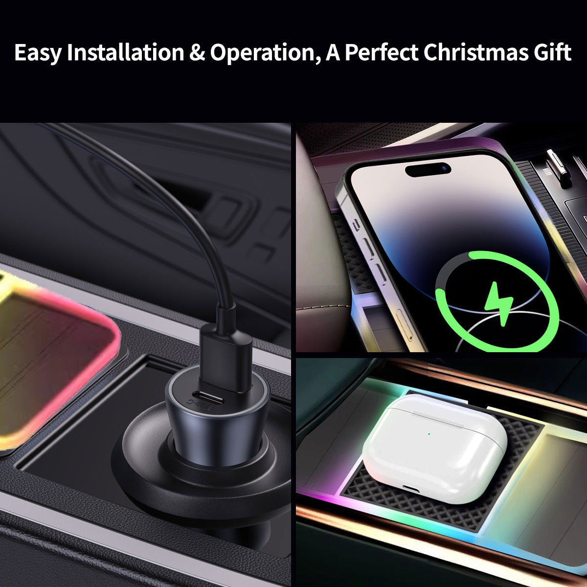 Wireless Car Charger with Dual Slots and Ambient Lighting - 20W - Souliia