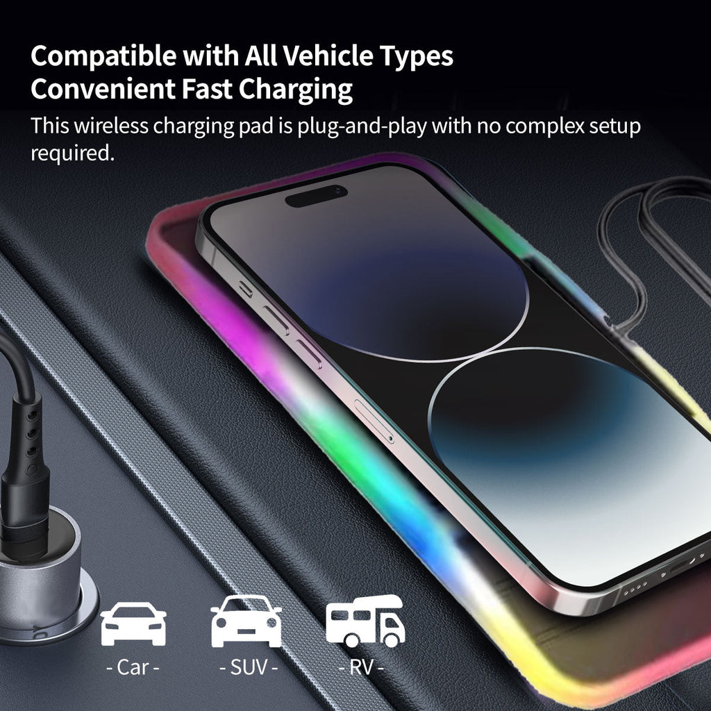 Wireless Car Charger with Dual Slots and Ambient Lighting - 20W - Souliia