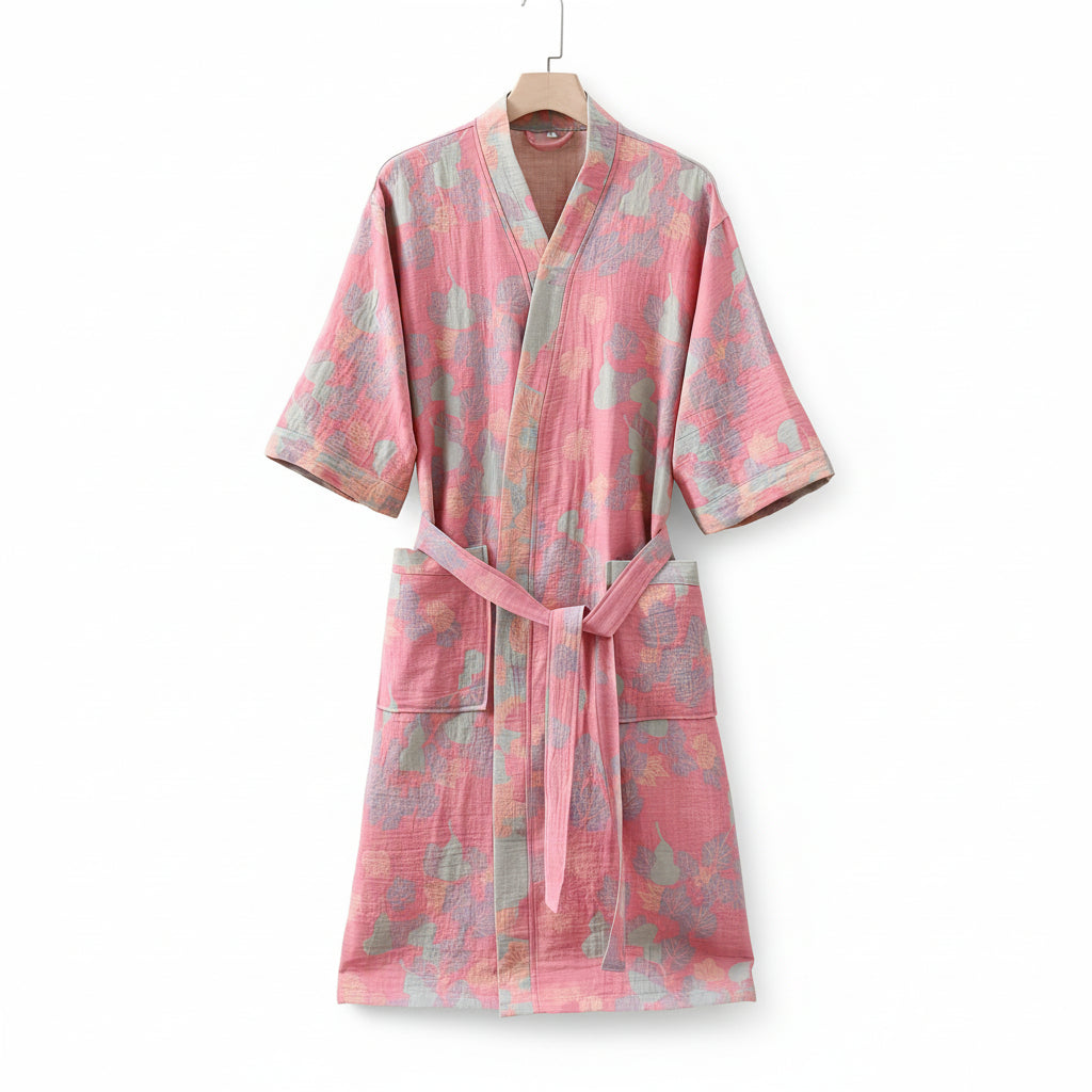 Luxeloom Unisex 100% Cotton Gauze Sleepwear Set — Breathable, Double-Layer Weave