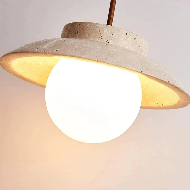 Travertin LED Stein Pendelleuchte | Souliia