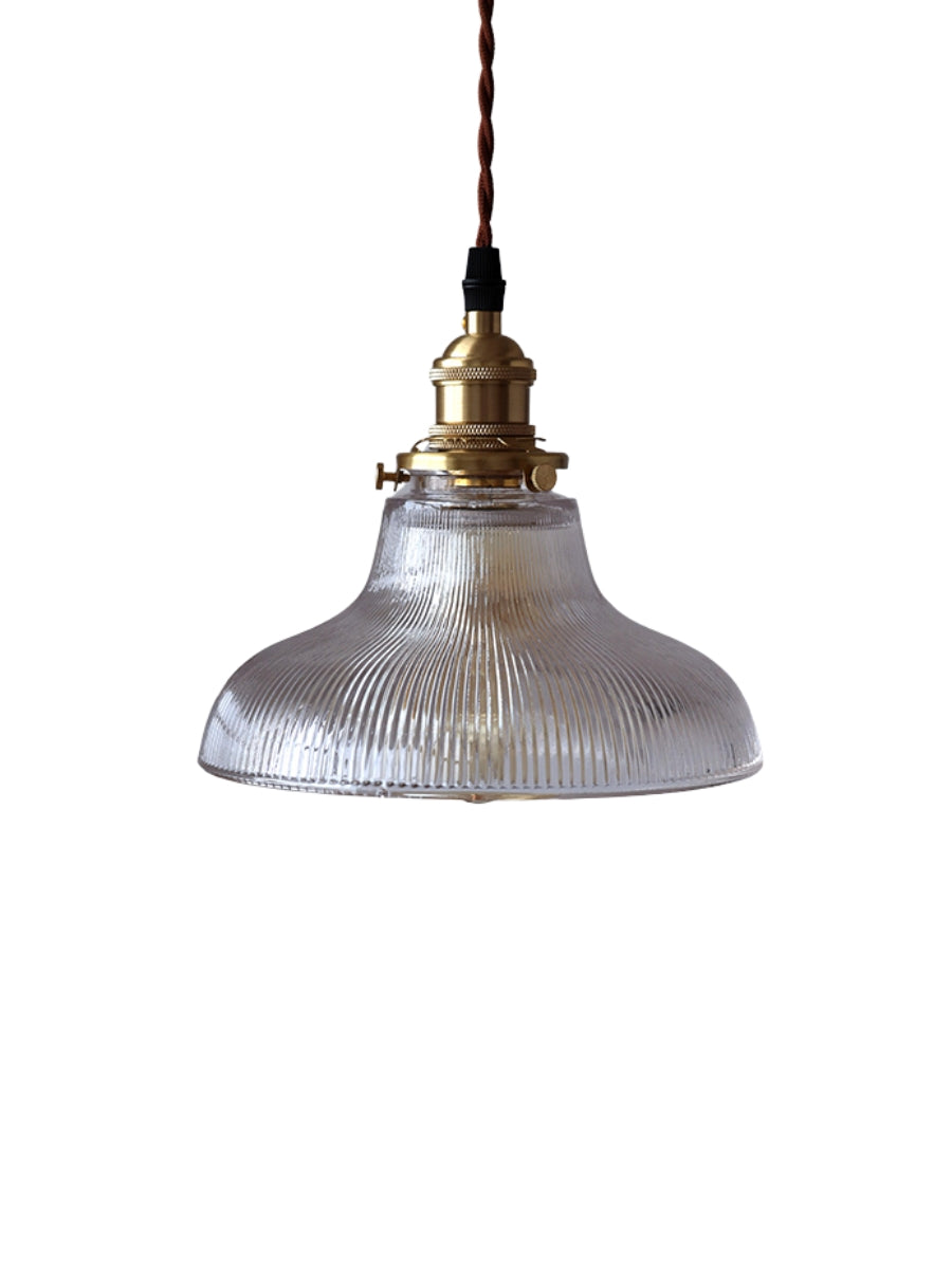 Ribbed Glass Pendant Light – Stylish Brass and Glass Pendant Light for Kitchen & Modern Interiors | Souliia
