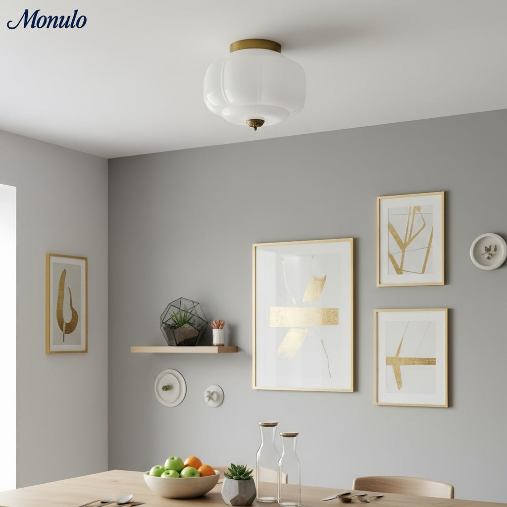 Retro Milk Semi Flush Mount Eloise Ceiling Light | Souliia
