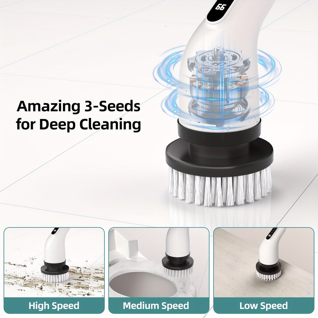 Cleanswift 9-In-1 Power Cleaning Brush Set — 300 RPM, 60-Minute Cordless Runtime, Nine Interchangeable Heads