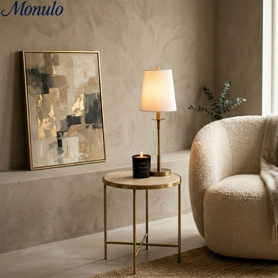 Rowan Linen Iron Table Lamp - Elegant Traditional Bedside Lighting | Souliia