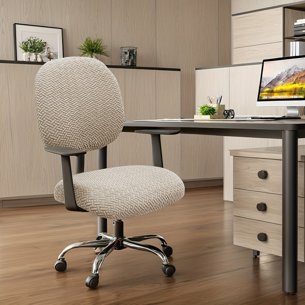 OfficeGuard Elastic Back Cover Set — Secure Elastic Edge, Split Chair Design