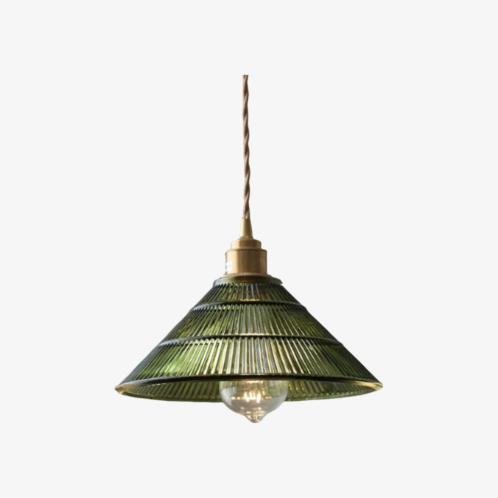 Ribilux Ribbed Pendant Light - Vintage Glass and Metal for Kitchen and Dining Room | Souliia