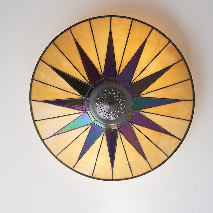 Tiffstar Elegant Art Glass Flush Ceiling Light with Vintage inspired Glass Diffuser – Classic Ceiling Fixture for Home Interiors | Souliia