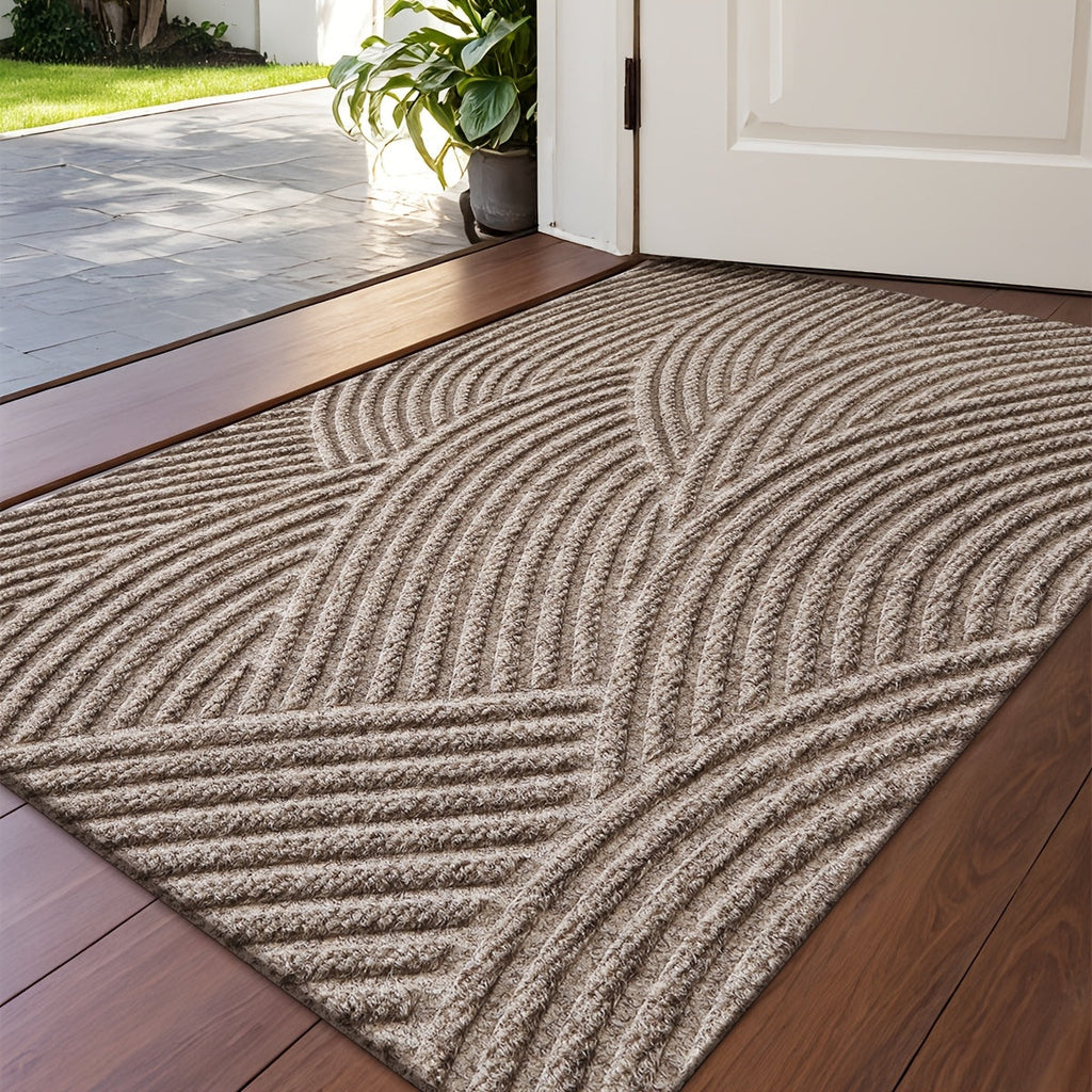 Home Horizon Geometric Striped Doormat — Non-Slip Backing, 75cm X 45cm
