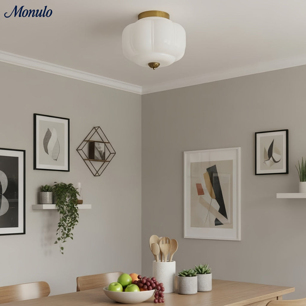 Retro Milk Semi Flush Mount Eloise Ceiling Light | Souliia