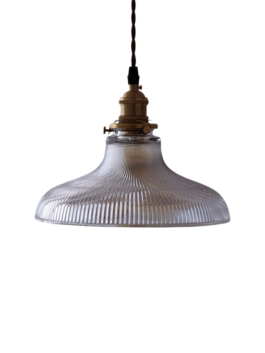 Ribbed Glass Pendant Light – Stylish Brass and Glass Pendant Light for Kitchen & Modern Interiors | Souliia