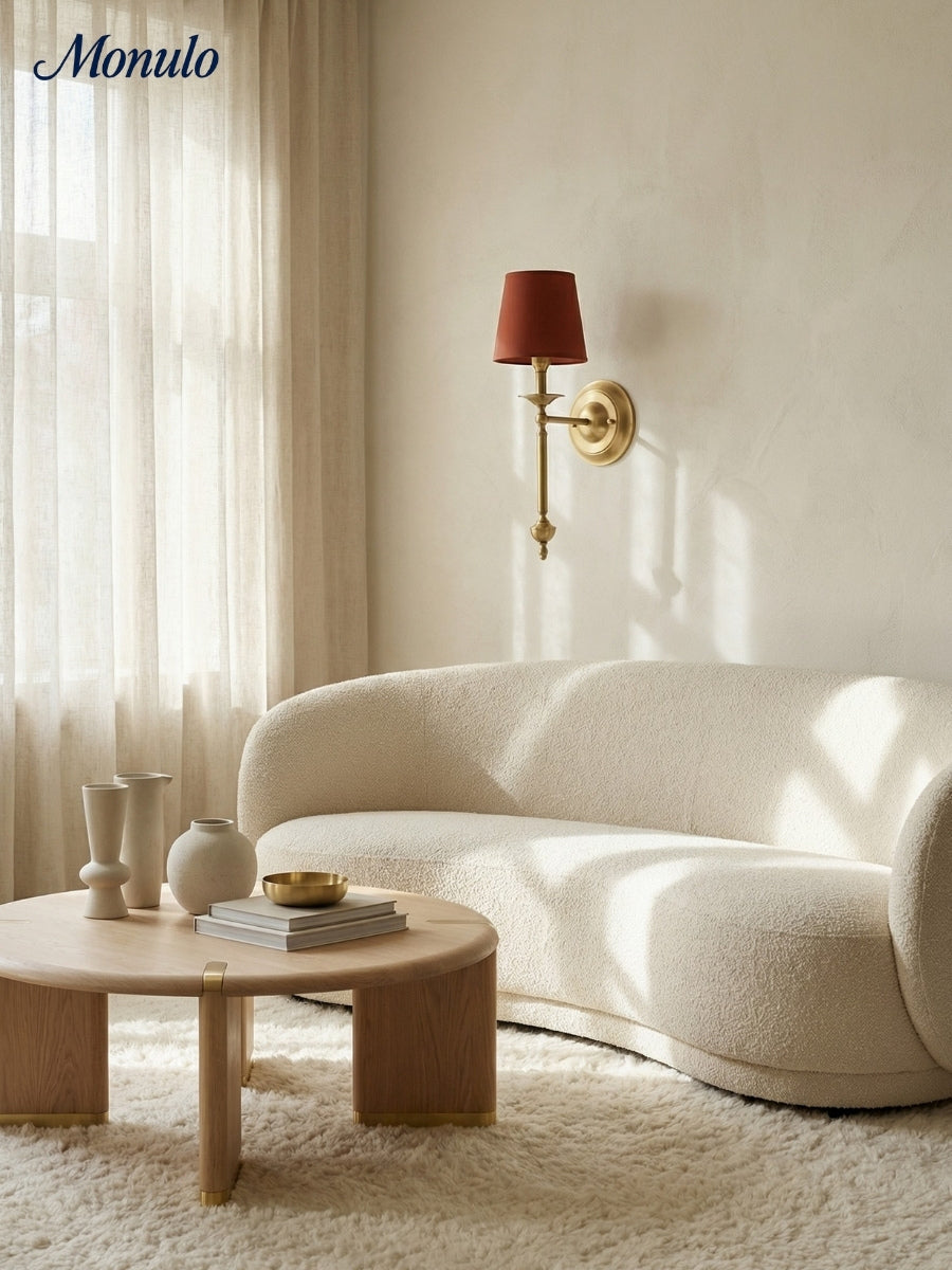 Rowan Fabric Shade Wall Sconce in Antique Copper - Vintage Luxury Light for Interiors | Souliia