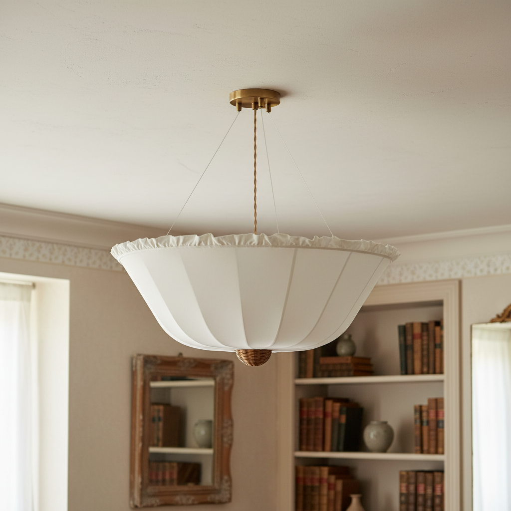 Wickara Natural Wicker Parasol Contemporary Flush-Mount Ceiling Light for Small Rooms | Souliia