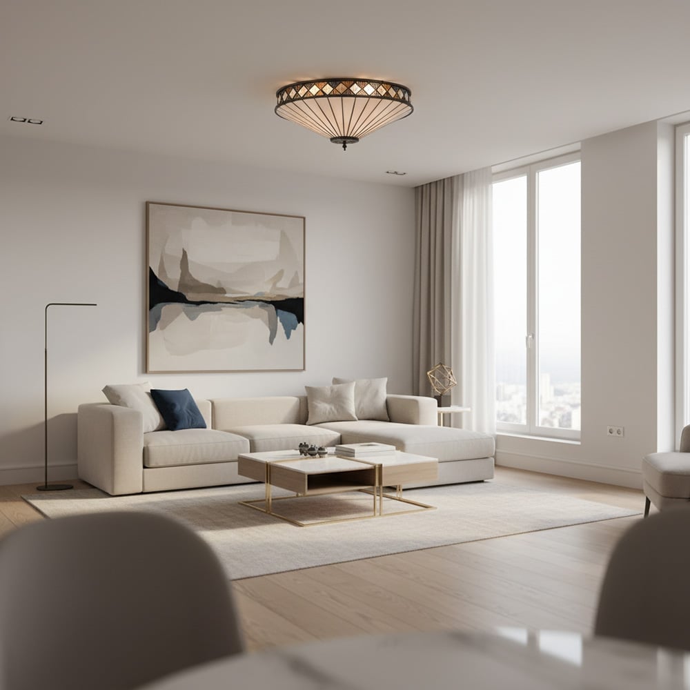 Lustrielle Vintage Artistic Crystal Glass Flush Mount Ceiling Light for Modern Interiors | Souliia