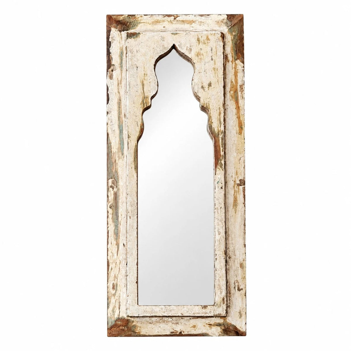 Rustic Carved Wood Arch Wall Mirror | Souliia