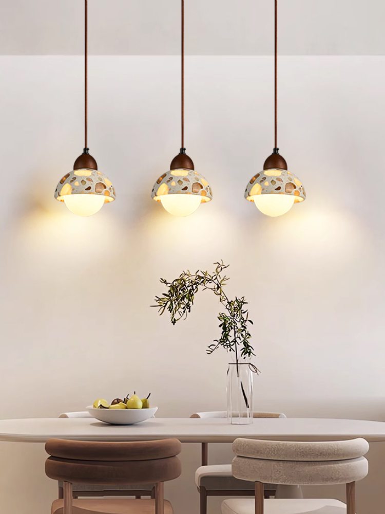 Wabi-sabi Style Water-polished Translucent Stone Retro Pendant Lamp | Souliia