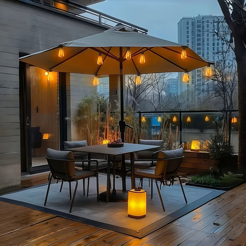 Solara Solar LED String Lights — 100-Foot Length, Dimmable Yellow ST38 Bulbs