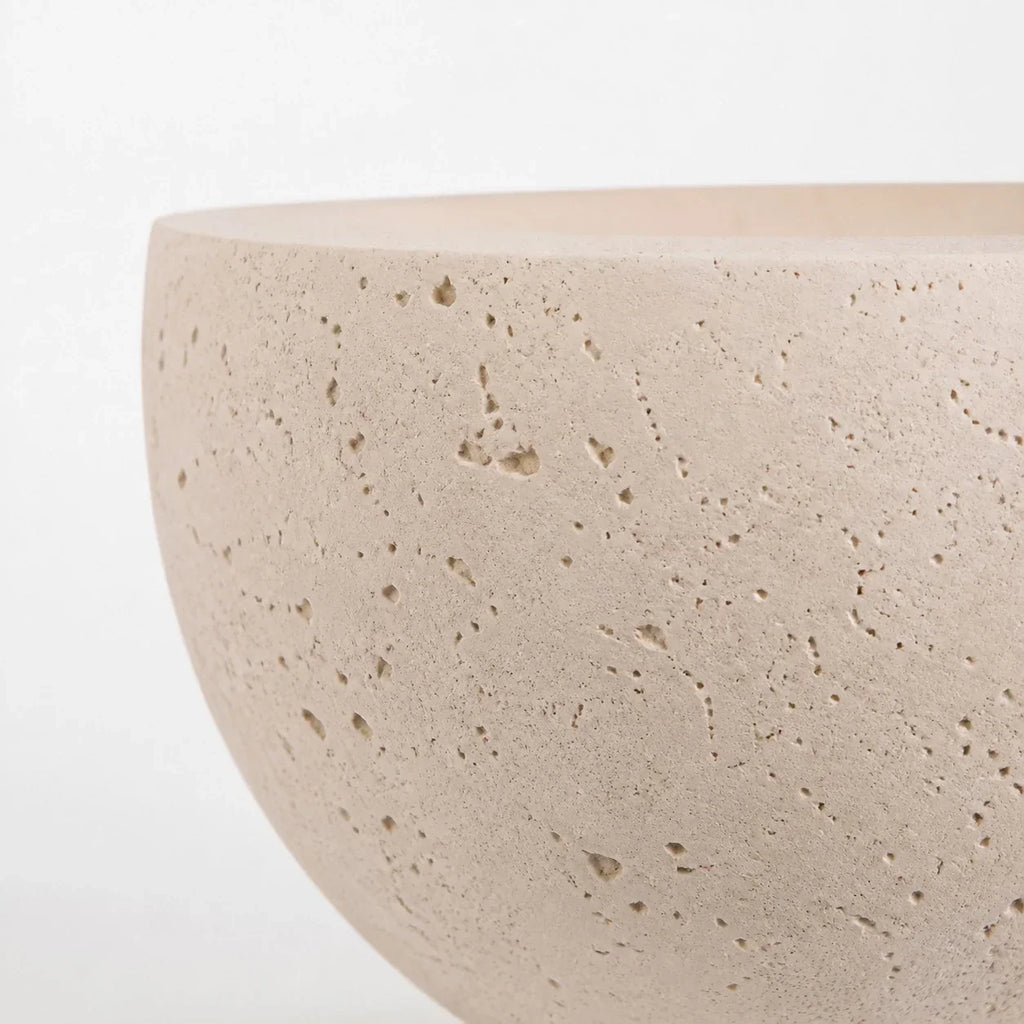 Travertine Style Wall Sconce, Off White Half Bowl Bedside Wall Light for Bedroom, Hallway and Dining Nook | Souliia