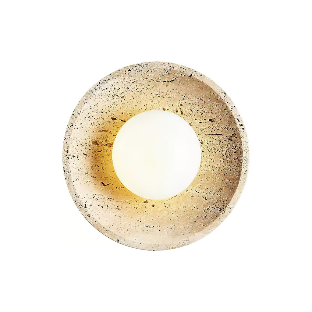 Retro Wabi Sabi Travertine Lunar Eclipse Wall Light M07 | Souliia