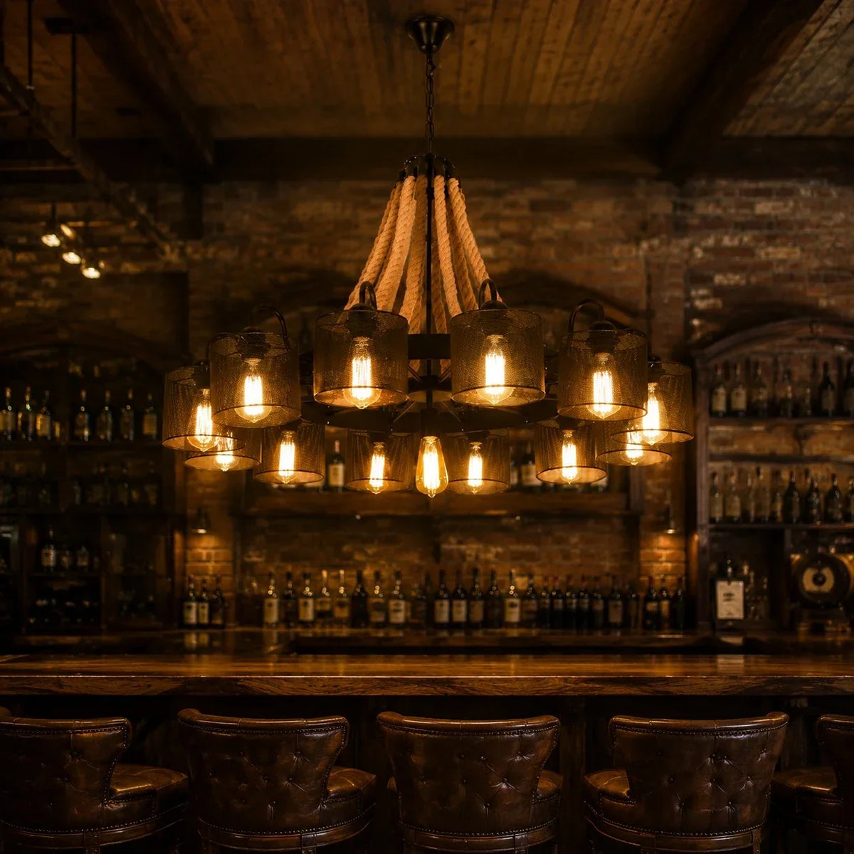 Rustic Farmhouse Rope Chandelier | Souliia